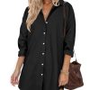 Women Oversized Button Down Shirts Boyfriend Long Sleeve Blouse Collared Tops