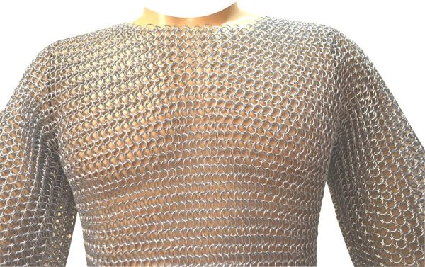® Chainmail Shirt Half Sleeves | Aluminium Butted Chainmail 10MM Rings Silver | Medieval Costume Adult | Armor SCA
