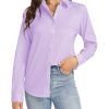 Womens Button Down Shirt Long Sleeve Dress Shirts Stretch Solid Work Blouse Collared Shirts for Business Office