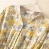 Women Boho Floral Cotton Linen Button Down Shirt Dress with Belt Summer Half Sleeve Lapel Casual Dressy Tunic Dress