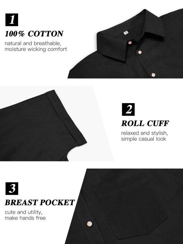 100% Cotton Short Sleeve Shirts for Women Button Down Shirt Womens Blouses Casual Summer Tops with Pockets