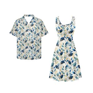 Hawaii Matching Couple Outfits Husband and Wife Clothing Fashionable Mens Casual Shirts Hawaii Dress with Soft Fabric