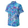Mystical Mushroom Casual Hawaiian Shirt, Summer Mushroom Print Button Shirt, Birthday Gifts