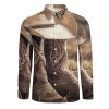 Western Vintage Denim Style Men's Dress Shirts Long Sleeve Golf Shirts Casual Button Down T-Shirt for Athletic Business