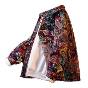 Aztec Shacket Fall Jacket Brocade Jacquard Ethnic Plaid Print Button Down Shirt for Men Women Casual Spring Coat