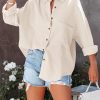 Casual Shirts for Women Long Sleeve Button Down Blouses Fall 2024 Solid Color Trendy Tops with Pocket