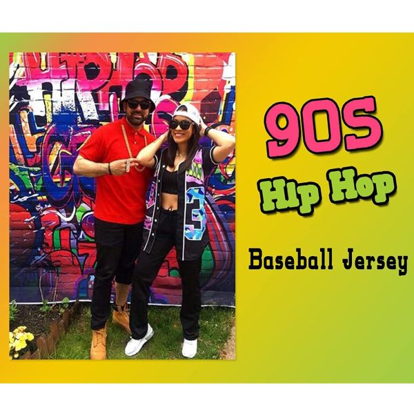 90s Clothing for Women,Unisex Hip Hop Outfit for Party,Bel Air Baseball Jersey,Short Sleeve Button Down Shirt