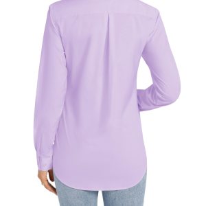 Womens Button Down Shirt Long Sleeve Dress Shirts Stretch Solid Work Blouse Collared Shirts for Business Office