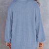 Women Waffle Knit Tops Henley Shirts Long Sleeve V Neck Solid Color Casual Tunic