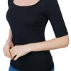 Women's Half Sleeve Square Neck Slim-Fit Tee Tops
