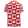 Canada Day Maple Leaf Button Down Shirt Men Short Sleeve T Shirts Casual Tee Summer Top
