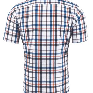 Mens Short Sleeve Casual Plaid Button Down Shirts Work Slim Fit Western Dress Shirt for Men