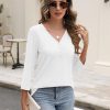 Women's V Neck 3/4 Sleeve Tops Casual Shirts Basic Summer Tees