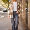 Womens Fall Outfits Fashion Clothes Shackets Flannel Plaid Button Down Long Sleeve Shirts Jackets
