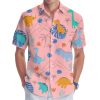 Dinosaur Short Sleeve Hawaiian Shirt, Funny Animal Print Casual Button Shirt, Summer Gifts, Birthday Gifts