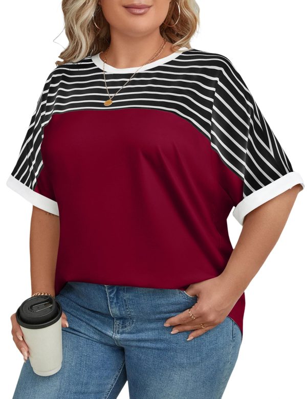 Womens Plus Size Tops Short Sleeve Summer T-Shirts Crewneck Loose Casual Tunic Blouse L - 5XL
