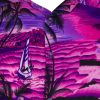 Men's Surfing-Shirt Short-Sleeve Casual-Button-Down Hawaii-Vacation Palms Sunset