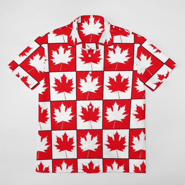 Canada Day Maple Leaf Button Down Shirt Men Short Sleeve T Shirts Casual Tee Summer Top