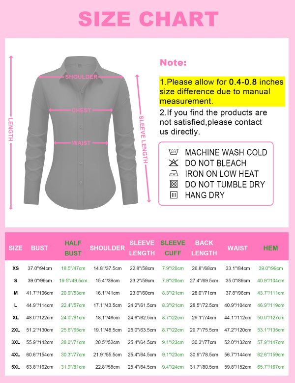 Women's Button Down Shirts Long Sleeve Dress Shirts Wrinkle Free Collared Work Office Solid Blouses Corset Tops