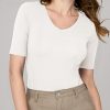 Women's V Neck T Shirts Slim Fitted Half Sleeve Tops Basic Tees