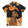 African Pretty Women Mens Hawaiian Shirt Short Sleeve Button Down Shirts Summer Casual Beach Top