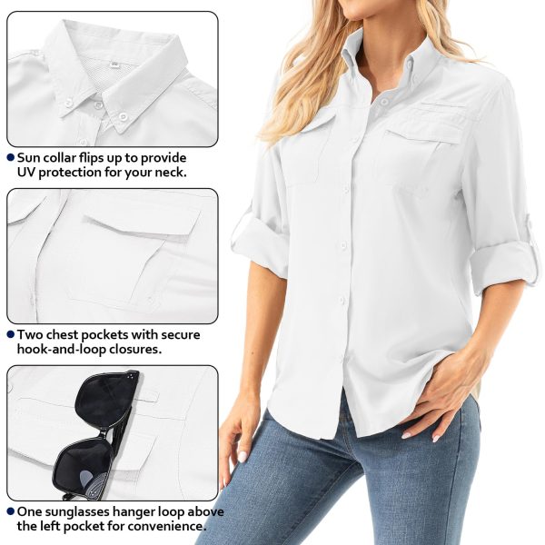 Women's UPF 50+ Long Sleeve UV Shirts Sun Protection Outdoor Cool Quick Dry Fishing Hiking Safari Travel Gardening Shirts