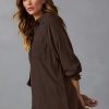Womens Casual Button Down V Neck Shirts Raglan Long Sleeve Loose Fit Collared Work Blouses Tops with Pocket