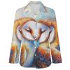 Owls Couple Women's Button Down Shirts Long Sleeve Casual Blouses Tops