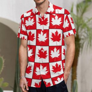 Canada Day Maple Leaf Button Down Shirt Men Short Sleeve T Shirts Casual Tee Summer Top