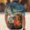 Cat Lovers Hawaiian Shirt for Men Women, Unisex Animal Print Button Down Shirt, Cat Print Shirt Short Sleeve for Adult