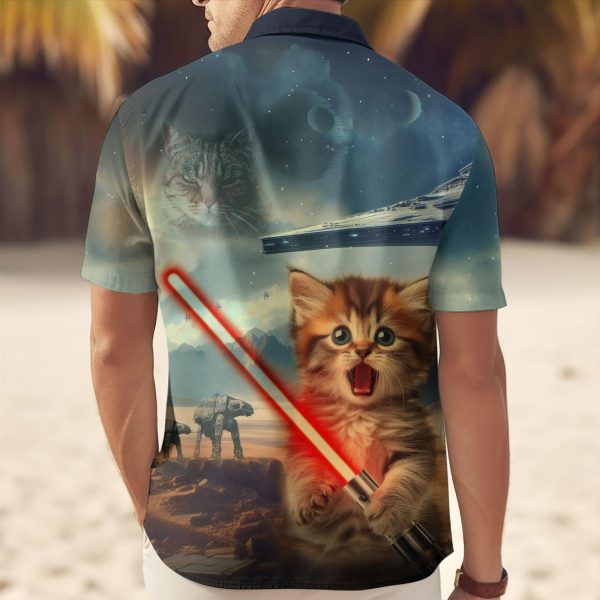 Cat Lovers Hawaiian Shirt for Men Women, Unisex Animal Print Button Down Shirt, Cat Print Shirt Short Sleeve for Adult