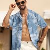 Men's Hawaiian Shirt Short Sleeve Tropical Vacation Button Down Beach Floral Palm Shirts