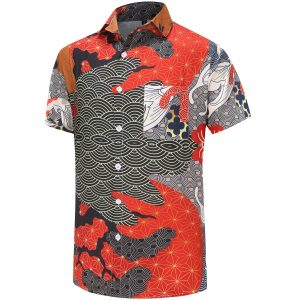 Funky Hawaiian Shirt for Men Palm Beach Shirts Tropical Vacation Clothes