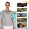 Women's 3/4 Roll Sleeve Golf Tennis Polo Shirts UPF50+ Half Zip Dry Fit Workout Tops Athletic Shirt