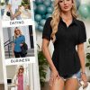 Womens Business Casual Tops Button Down Shirts Dressy Smocked Peplum Blouses Trendy Summer Outfits 2025