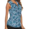 Women's Sleeveless Golf Tennis Polo Shirts Zip Up Dry Fit Workout Tank Tops Athletic Shirt