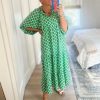 Womens Loose Fit Casual Summer V Neck Half Sleeve Bohemian Geometric Pattern Maxi Long Dresses