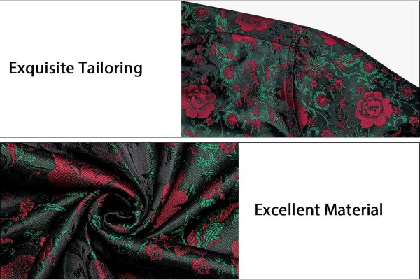 Mens Silk Paisley Dress Shirts,Long Sleeve Button Down Shirt Casual Regular Fit Shirt for Men Wedding Party