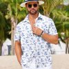 Mens Hawaiian Shirts Short Sleeve Tropical Button Down Shirts Floral Summer Beach Shirt