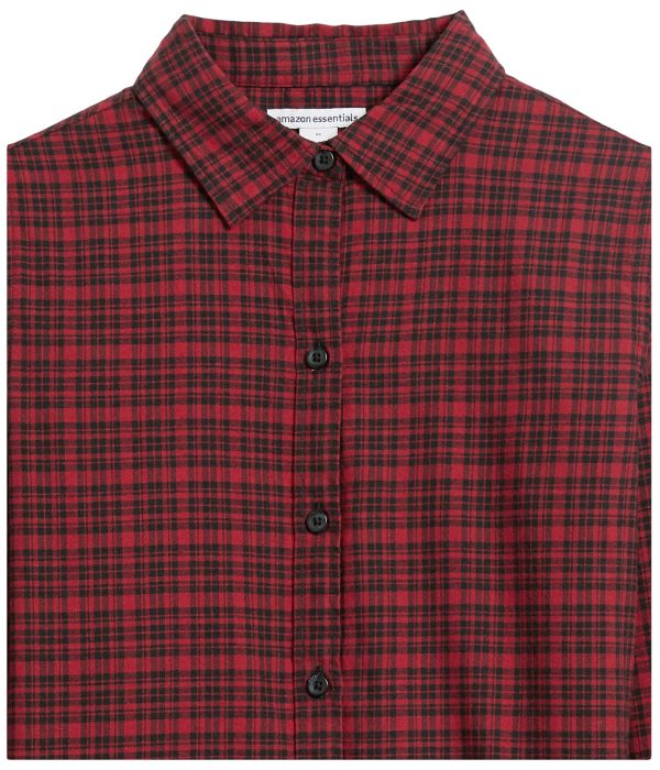 Women's Classic-Fit Long-Sleeve Lightweight Plaid Flannel Shirt