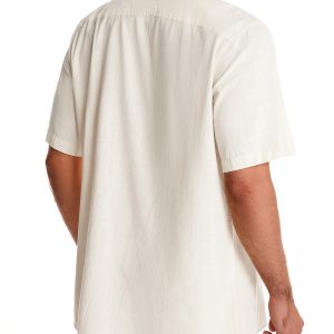 Cuban Linen Shirts for Men Short Sleeve Button Down Shirt Cotton Summer Beach Camp Vacation Hawaiian Shirts