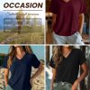 3 Pack Oversized Waffle Knit Tops for Women V Neck Half Sleeve Shirts Casual Drop Shoulder Tunic Top Blouses