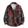 Aztec Shacket Fall Jacket Brocade Jacquard Ethnic Plaid Print Button Down Shirt for Men Women Casual Spring Coat