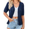 Womens 2025 Short Sleeve Crochet Summer Cardigan Cropped Button Sweater Lightweight Shrug for Dress