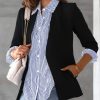 Womens Button Down Shirts Striped Classic Long Sleeve Collared Office Work Blouses Tops with Pocket