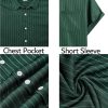 Men's Casual Striped Shirts Button Down Short Sleeve Blouse Summer Hawaiian Shirt