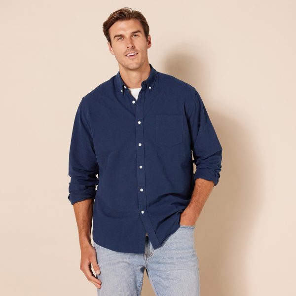 Men's Long Sleeve Shirts Casual - Regular-Fit Pocket Oxford