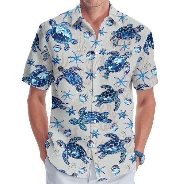 Casual Hawaiian Shirt for Summer, Ocean Animal Short Sleeve Button Down, Tropical Gifts for Summer and Birthdays