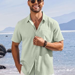 Shirts for Men Short Sleeve Button Down Shirt Casual Summer Beach Shirts