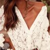 Women's Dressy Casual Lace Blouse Long Sleeve Button Up Shirts Tops Spring Fall Fashion Clothes